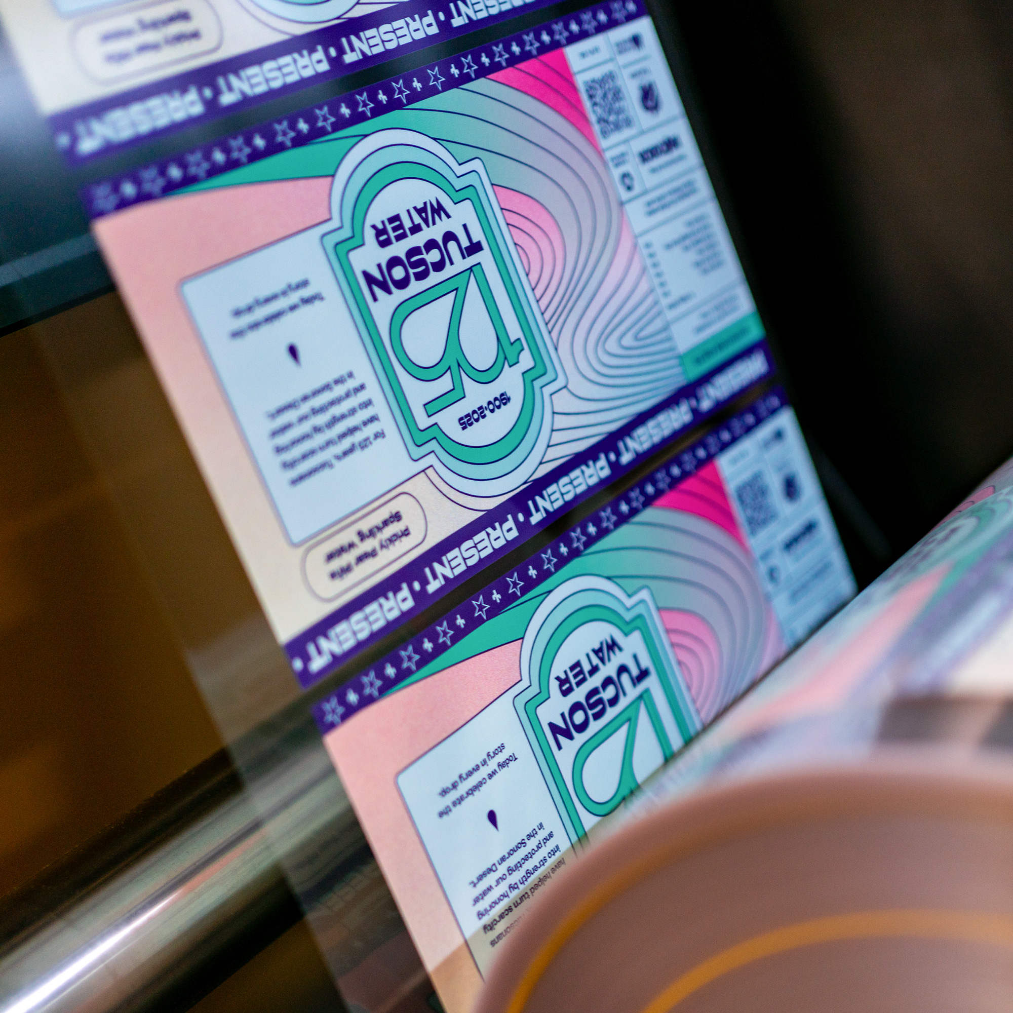 Labels on press square