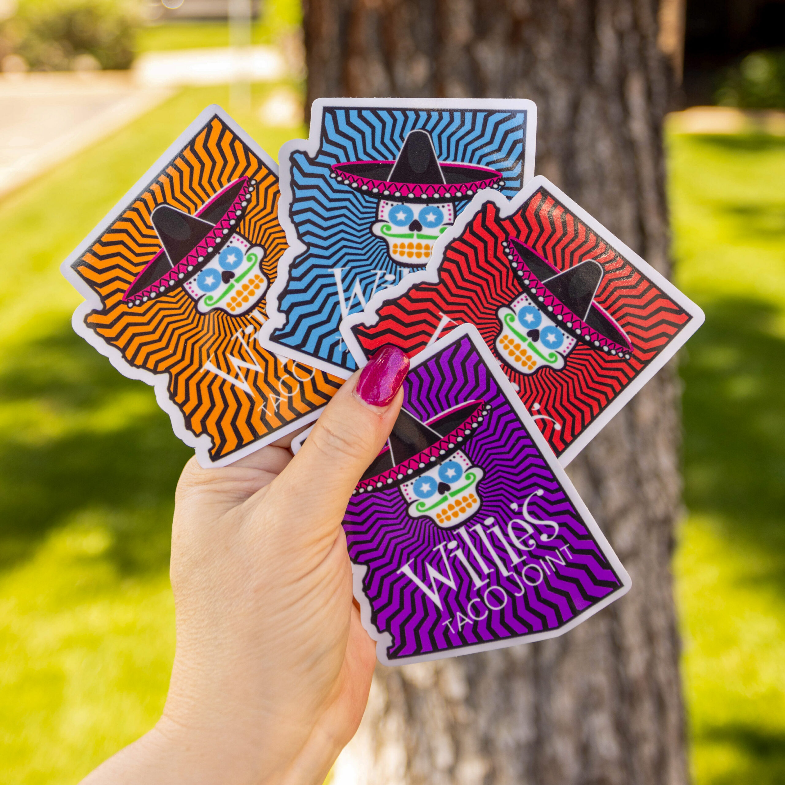 Willie's Taco Joint skull stickers