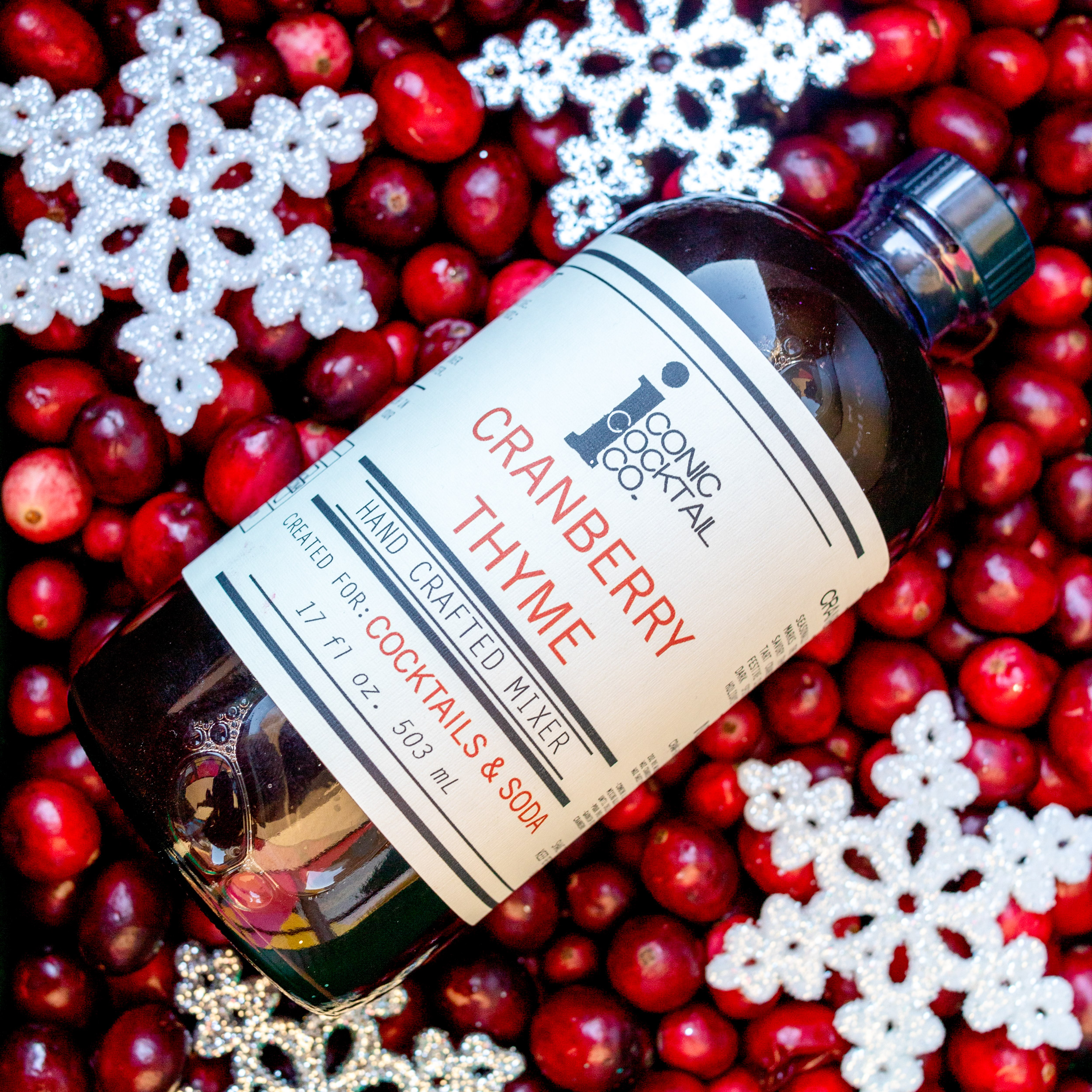 Iconic Cocktail Co Cranberry Thyme Mixer bottle label