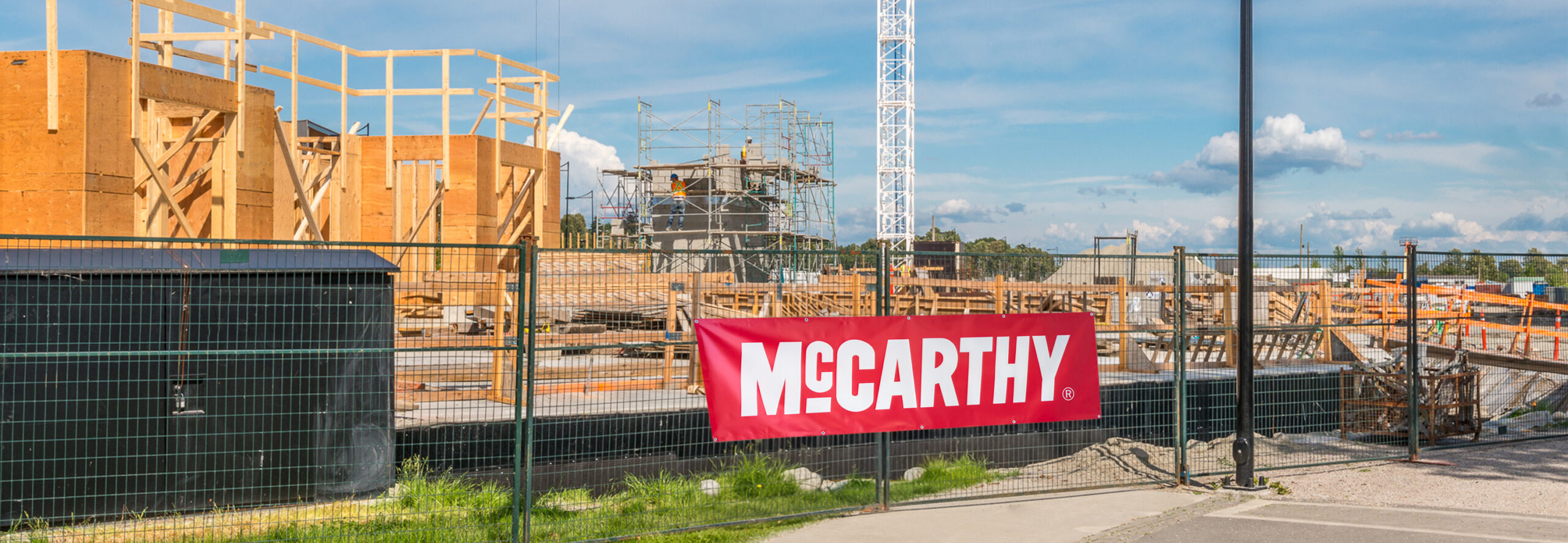 McCarthy banner outside a construction site