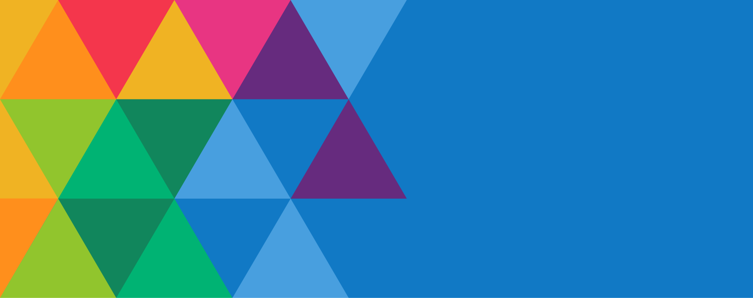 Multicolor triangles left med blueBG