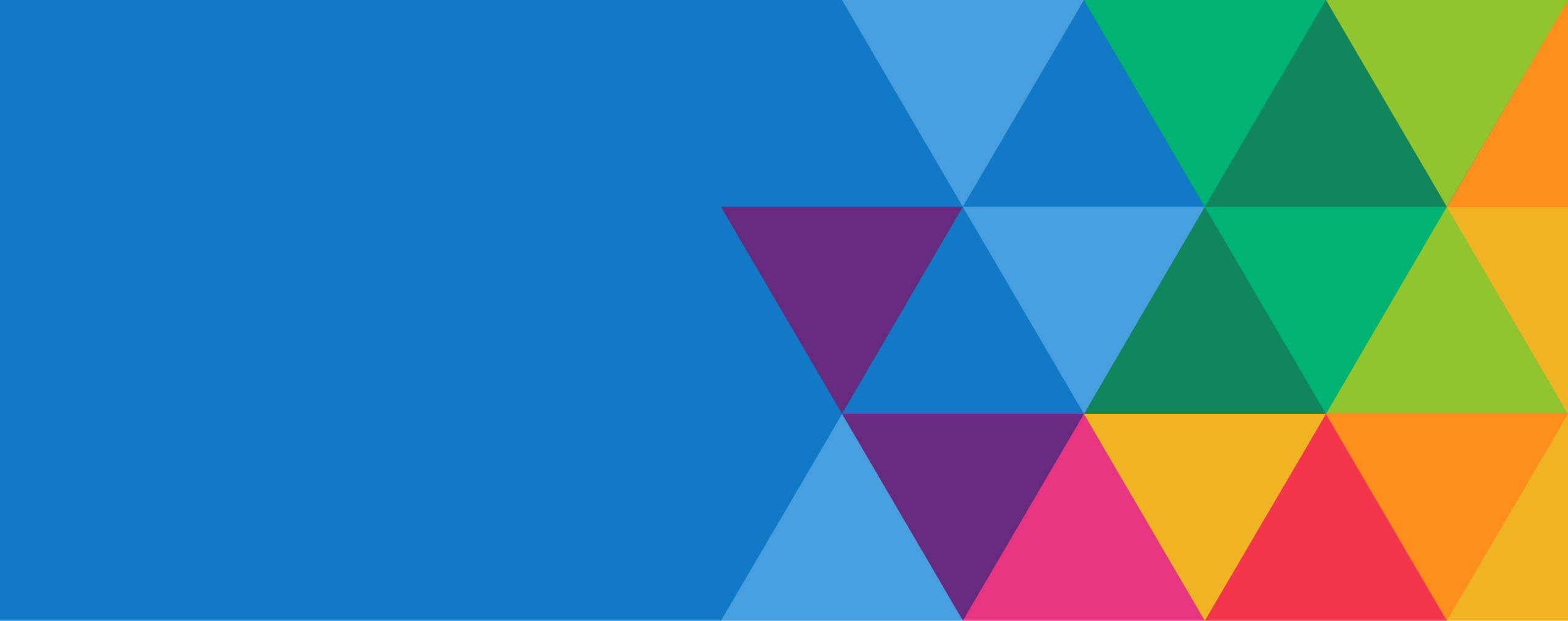 Multicolor triangles right med blueBG