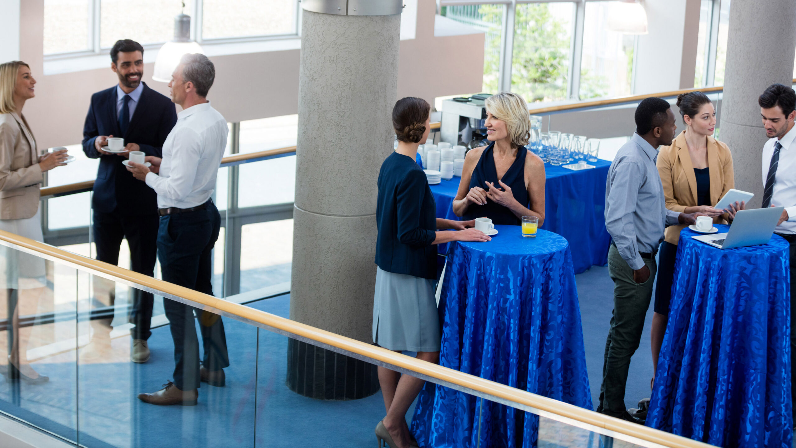 business executives interacting with each other at event